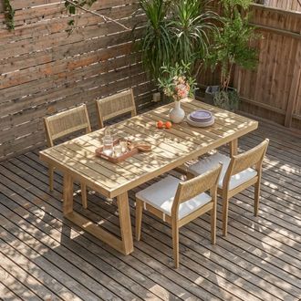 Castlery Small Teak Outdoor Dining Table with Cover - Beige