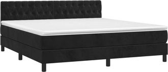 vidaXL Vidaxl - Cama Box Spring Colch&oacute;n Y Led Terciopelo Negro 180x200 Cm