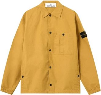 Stone Island Double-Coated Cotton Ripstop Overshirt - Heren - Zomerjassen - Geel - M - Katoen - Jassen