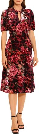 Maggy London Floral Velvet Midi Dress in Raisin/Wine/Olive at Nordstrom Rack, Size 18W (Similar To 16W)