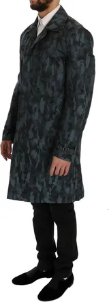 Dolce & Gabbana Mens Blue Camouflage Trench Hemp Clothing