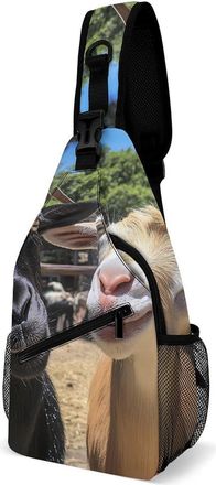 Generic Two Cute Goats Unisex Shoulder Bags Casual Crossbody Chest Bag Sling Backpack for Hiking Cycling Travel