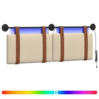 vidaXL Cabecero Colgante Con Luz Led Crema Pu Antiguo Vidaxl