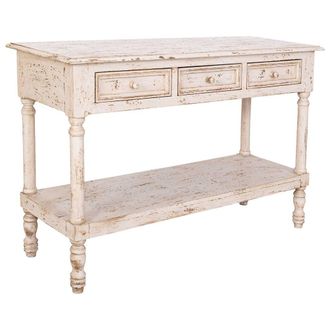 Wanderlust Deco Recibidor De Madera Artesanal Blanco 120x45x80h Cm