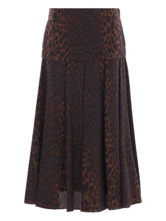 Balenciaga Plooirok met luipaardprint - Bruin