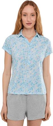Jamie Sadock Wildflower Print Top Womens Clothing Blue : XS, Spandex