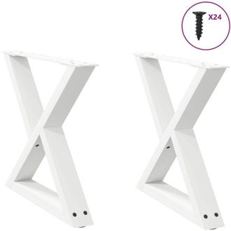 vidaXL Vidaxl - Patas Para Mesa De Centro (2 Unidades), Color Blanco, 60 X (42-43,3) Cm, Acero