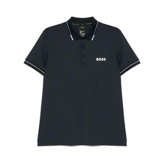 HUGO BOSS Hugo, Polo Shirts, male, Blue, Size: 3XL Midnight Blue Ribbed Sweater with Logo