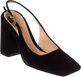 Gianvito Rossi Wondy Leather & Velvet Slingback Pump