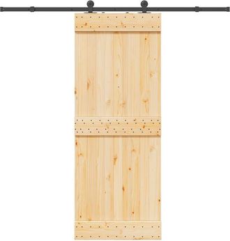 vidaXL Vidaxl Puerta Corredera Con Herrajes Madera Maciza De Pino 80x210 Cm