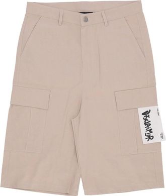 Disclaimer Logo Cargo Shorts Kameel Katoen - Heren - Korte Broeken - Bruin - L - Katoen - Korte Broeken