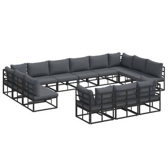 Berkfield Home Garden Sofa Set 13 pcs Black 423 x 211.5 x 71 cm Aluminium