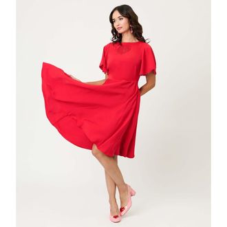 Unique Vintage 1930s Swing Dress in Red Solid at Nordstrom, Size X-Small