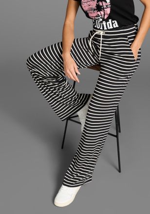 Kangaroos Jerseyhose KANGAROOS, Damen, Gr. 32, N-Gr, schwarz-weiss (schwarz, sanftes wei&szlig;), Jersey, Obermaterial: 95% Viskose, 5% Elasthan, gestreift, figurumsp