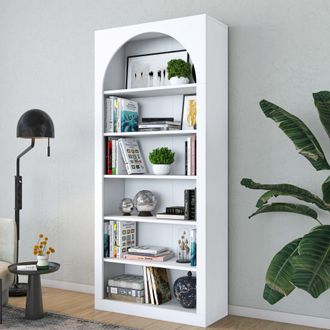 Dmora Estanter&iacute;a Vas, Biblioteca 5 Estantes, Instalaci&oacute;n Libre, Estructura Vertical, 80x32x180h Cm Blanco