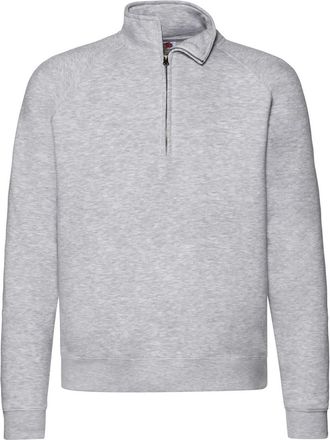 Fruit Of The Loom Fruit of the Loom Heren Premium Effen Quarter Zip Raglan Sweatshirt (Heide Grijs)