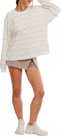 Free People Printed Hustle Layer Awning Long Sleeve Top In Striped Ivory