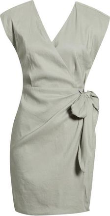 Nordstrom Linen Blend Wrap Dress in Green Chaparral at Nordstrom, Size Xx-Small