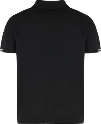 HUGO BOSS Mens Short Sleeve Polo With Zip Closure Black Viscose Shirts T-shirts And Polos