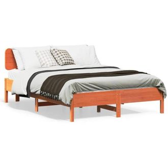 vidaXL Vidaxl - Cama Sin Colch&oacute;n Madera Maciza De Pino Marr&oacute;n Cera 140x190 Cm