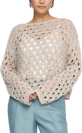 Lafayette 148 New York Open Stitch Bateau Neck Sweater