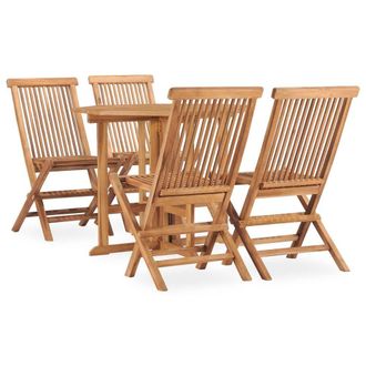 Berkfield Home 5 Piece Folding Outdoor Dining Set Solid Teak Wood in Brown