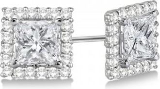 Allurez Square Diamond Earring Jackets Pave-Set 14k White Gold (1.01ct)