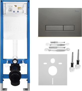 Rea Bastidor Para Inodoro Suspendido Rea Slim 024n Con Pulsador Hd Tytan