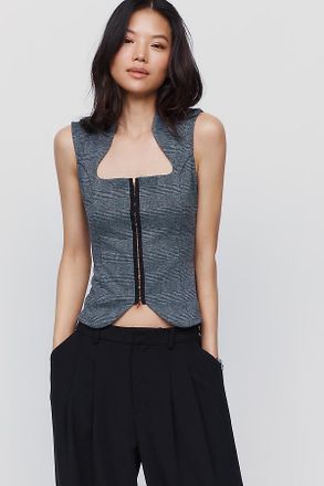 Anthropologie By Anthropologie U Neck Zip Up Vest Top