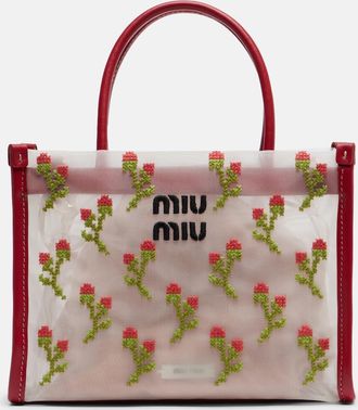 Miu Miu Bolso de malla bordado con piel