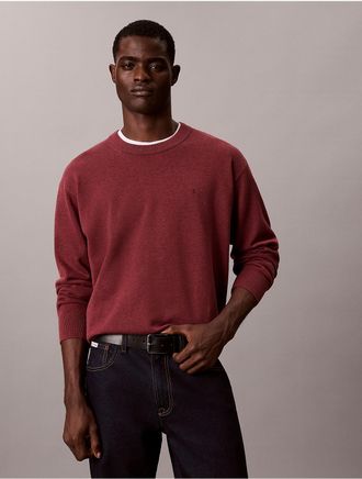 Calvin Klein Jeans Calvin Klein Mens Smooth Cotton Easy Sweater - Red - 2XL