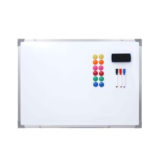Hhg Nunca Usado] Pizarra Blanca Hhg 831, Pizarra Magn&eacute;tica Pizarra Para Notas Pizarra Para Alfileres, Incl. Accesorios, 60x45cm