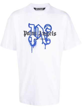 Palm Angels New York monogram-print T-shirt - men - Cotton - S - White