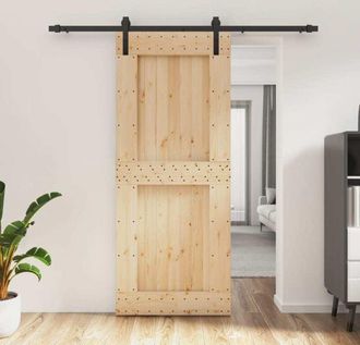 vidaXL Vidaxl - Puerta Corredera Con Herrajes Madera Maciza De Pino 85x210 Cm