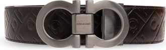 Ferragamo Dubbele Verstelbare Omkeerbare Riem - Heren - Riemen - Bruin - 110 CM - Leer - Accessoires