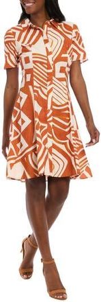 London Times Linen Blend Shirtdress in Peach/Orange at Nordstrom Rack, Size 10