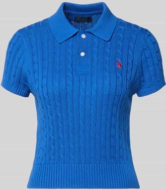 Polo Ralph Lauren Regular Fit Strick-Poloshirt aus reiner Baumwolle in Bleu, Gr&ouml;&szlig;e XXL