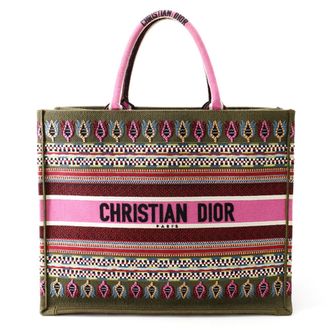 Dior Khaki Multi-Color Purple Canvas Tote Bag (Pre-Owned)