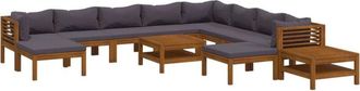 vidaXL Muebles De Jard&iacute;n 12 Pzas Cojines Madera Maciza De Acacia Vidaxl