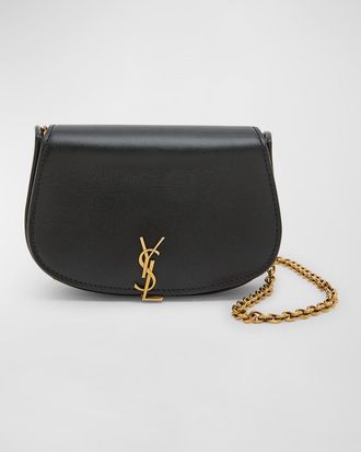 Saint Laurent Mini YSL Wallet On Chain in Smooth Leather