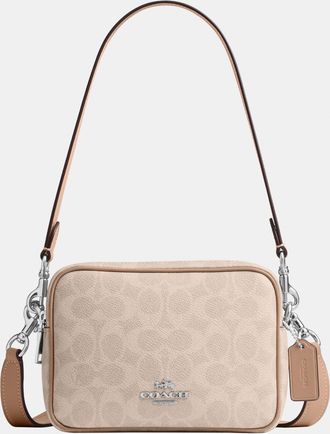 Coach Womens Mini Carey Crossbody Bag In Signature Canvas - Beige - One Size