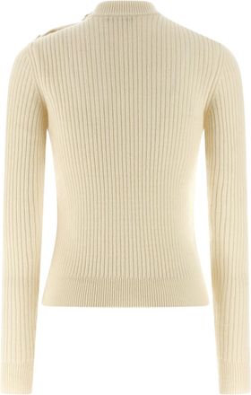 Balmain Ribbed Cashmere and Virgin Wool Sweater - Cream