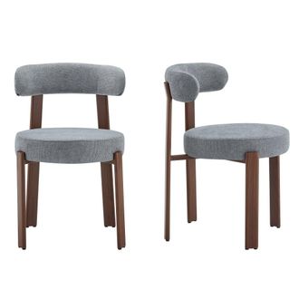 Urban Meuble Set de 2 sillas de comedor de tela gris con respaldo curvo