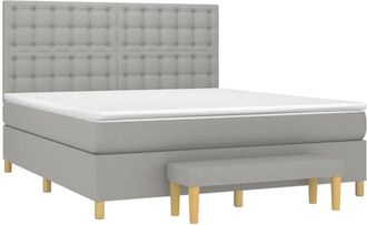 vidaXL Vidaxl - Cama Box Spring Con Colch&oacute;n Tela Gris Claro 180x200 Cm