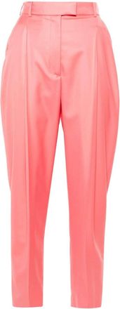 Alexander McQueen pleat-detail trousers - women - Wool/Cupro - 44 - Pink