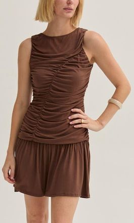 Crescent Ruched Knit Mini Dress in Brown at Nordstrom, Size X-Small