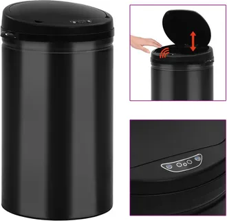 vidaXL Vidaxl - Cubo De Basura Con Sensor Autom&aacute;tico 40l Acero Al Carbono Negro