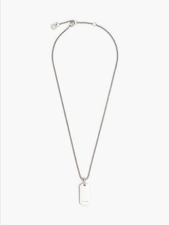 Tommy Hilfiger Stainless Steel Crystal-Embellished Dog Tag Necklace