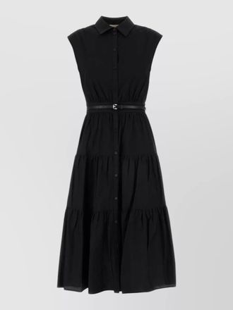 Michael Kors poplin dress belted waist sleeveless tiered