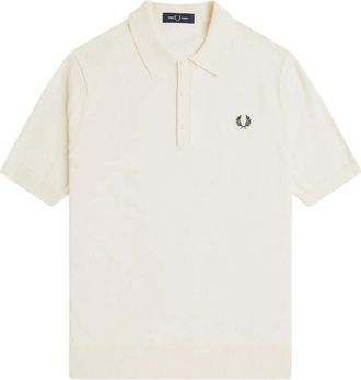 Fred Perry Katoenen Gebreide Poloshirt - Heren - Polos - Wit - XL - Katoen - Tops